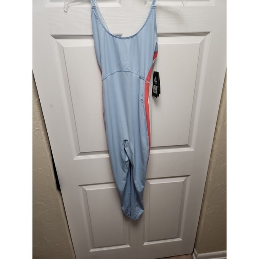 Four Laps Elevate Sky Blue With Stripe Women's Jumpsuit Size M NWT $128 Strappy